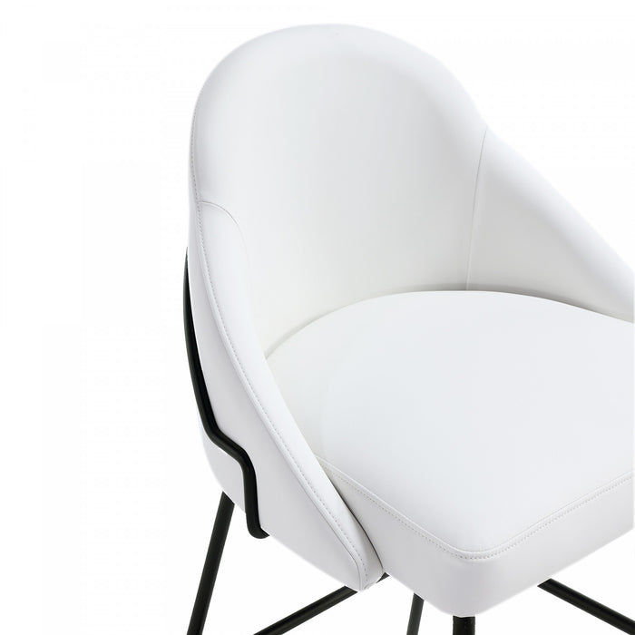 Tabouret de bar moderne en metal et tissu Gracie, blanc et noir - Lot de 2