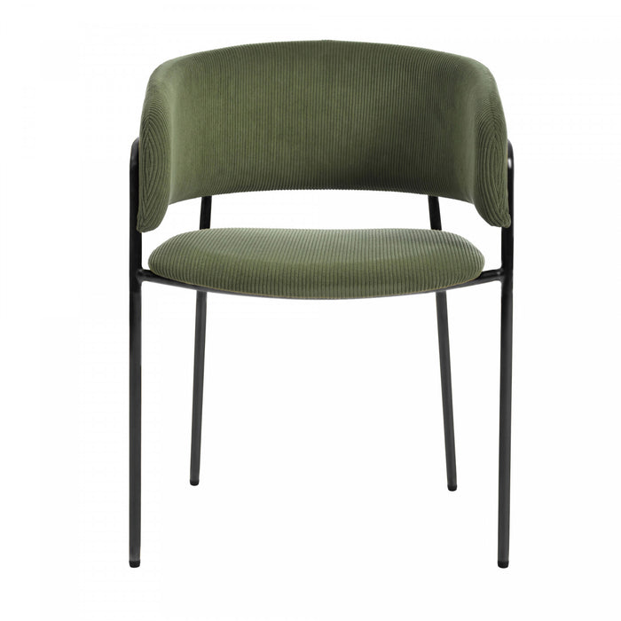 Ethan Ensemble de 2 chaises d’appoint modernes avec assise en velours cotele, pieds inclines et pieds reglables, vert