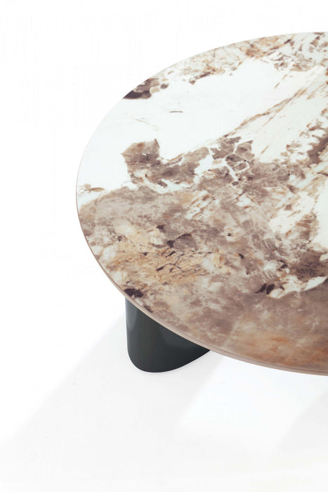 Table basse Laurel Modern Glam avec plateau en pierre frittee noire