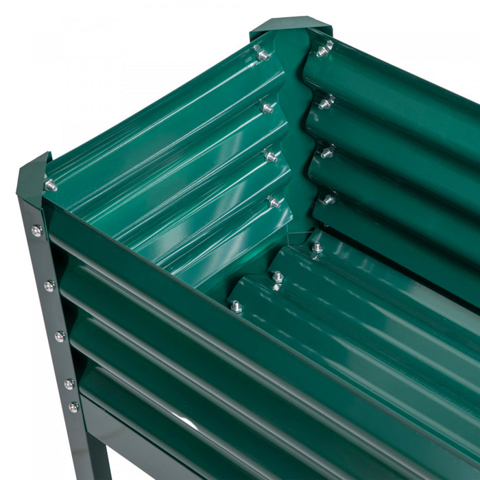 Outsunny Lit De Jardin Sureleve , Jardiniere Surelevee Galvanisee, Vert