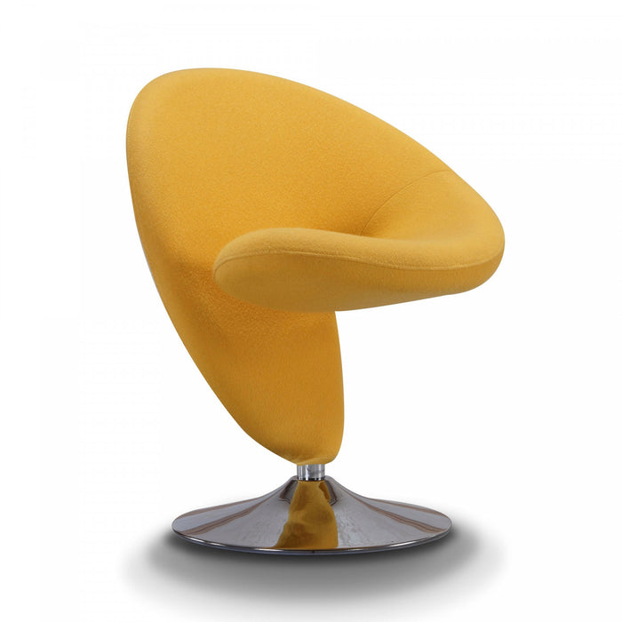 Fauteuil pivotant moderne en laine melangee Curl jaune - Lot de 2