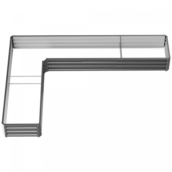 Outsunny Jardiniere Surelevee En Forme De L En Acier Galvanise Gris Fonce