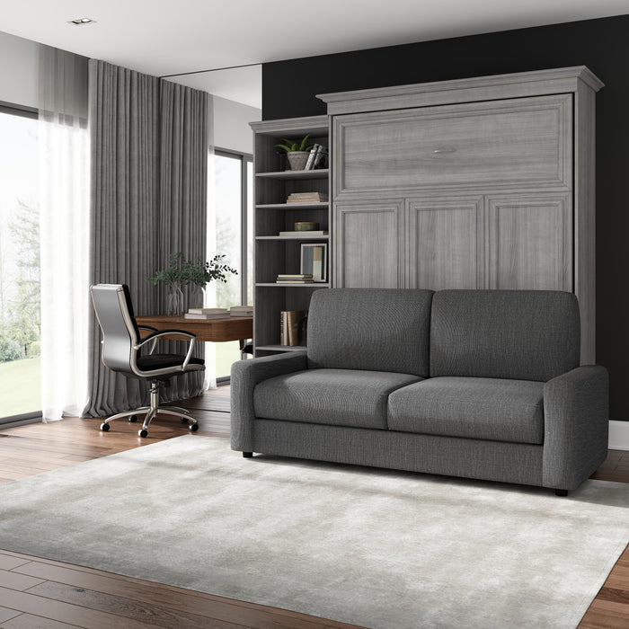 Grand lit escamotable Versatile de Bestar de 92 po (L) avec sofa et organisateur de garde-robe - blanc