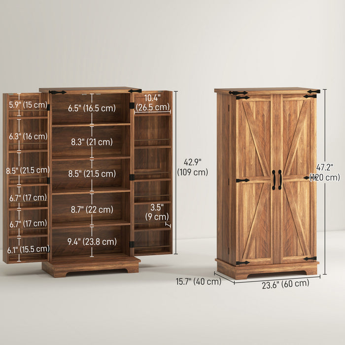 HOMCOM Armoire de cuisine avec etageres reglables, marron