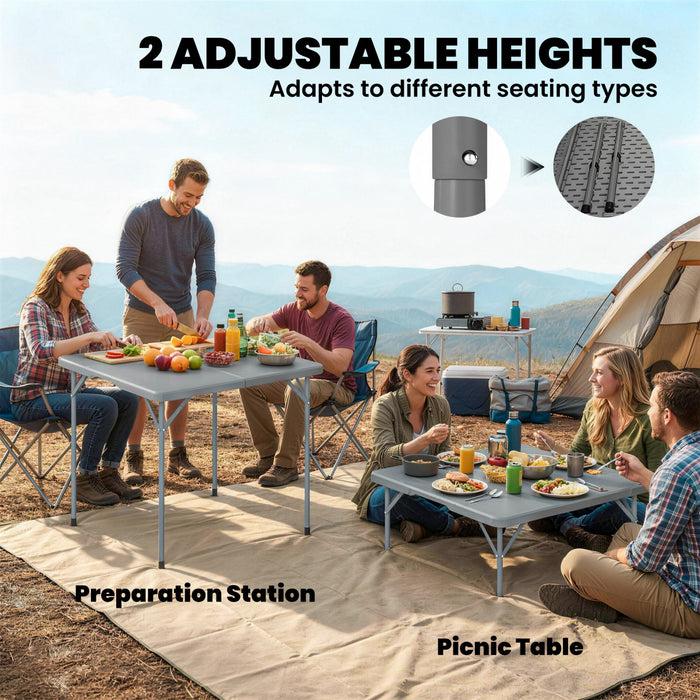 Outsunny Table de Pique-Nique Pliante 86 x 86 cm, Utilisation Interieure et Exterieure, Gris