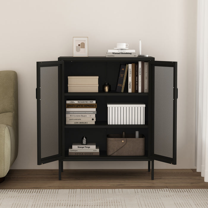 Armoire d’appoint moderne Amelia 32\" en metal noir