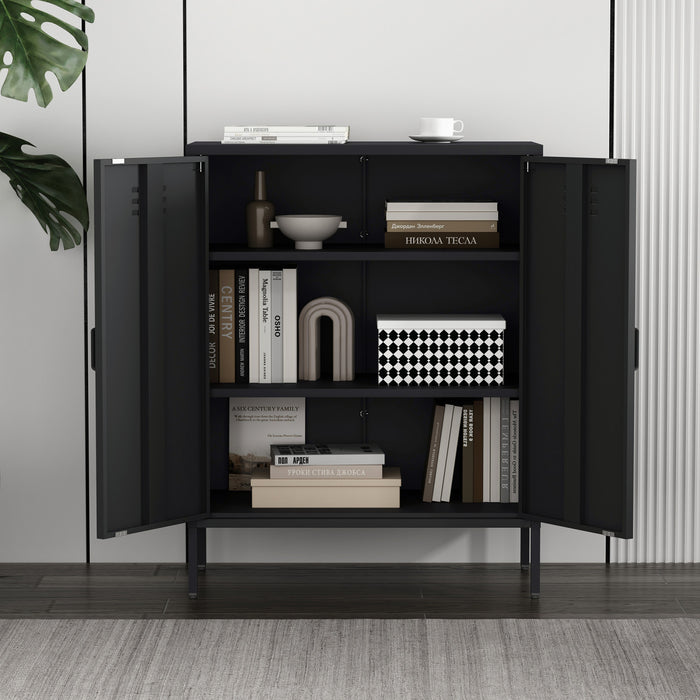 Armoire d’appoint moderne Naomi 32\" en metal noir