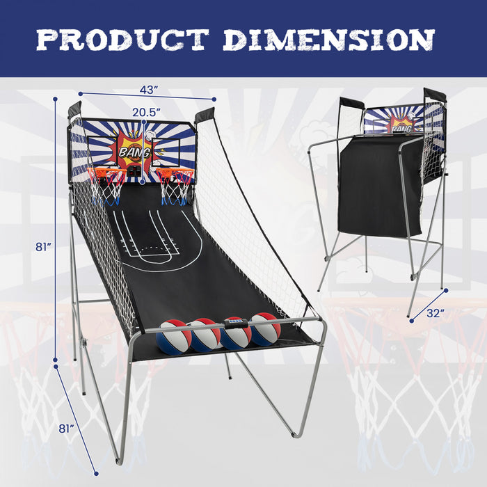 Costway Double Shot Basketball Arcade Game Avec 8 Modes De Jeu Arcade Son Electronique Scoring Blanc