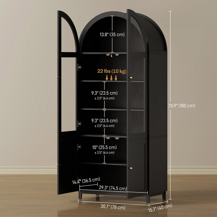 HOMCOM Buffet avec Arche, Meuble Haut de Rangement de Cuisine 71\", noir