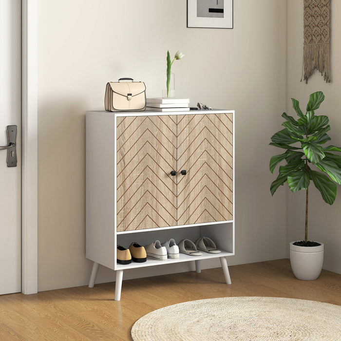 HOMCOM Meuble a chaussures, 5 niveaux avec portes, couleur naturelle