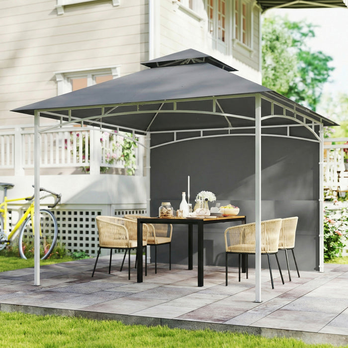 Outsunny Gazebo de terrasse 10'x10', Gazebo exterieur a double toit, Gris