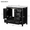 Derek 36 Inch Modern Bathroom Vanity with Ceramic Sink & Multi Storage, Black | Meuble de salle de bain moderne Derek 36 pouces avec lavabo ceramique et rangement multiple, noir