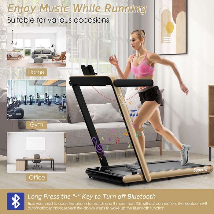 Tapis De Course Pliable 2 En 1superfit – Moteur 2,25 Cv – Double Ecran – Haut-parleur Bluetooth