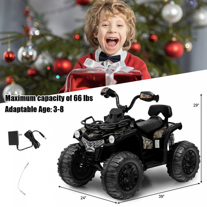Costway 12v Enfants Rouler Sur Atv Electrique 4 Roues Quad 2 Vitesses W / Mp3 & Phares Noir