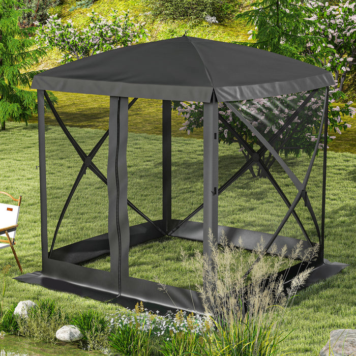 Outsunny Tente De Camping A Ecran Escamotable Installation Instantanee Noir
