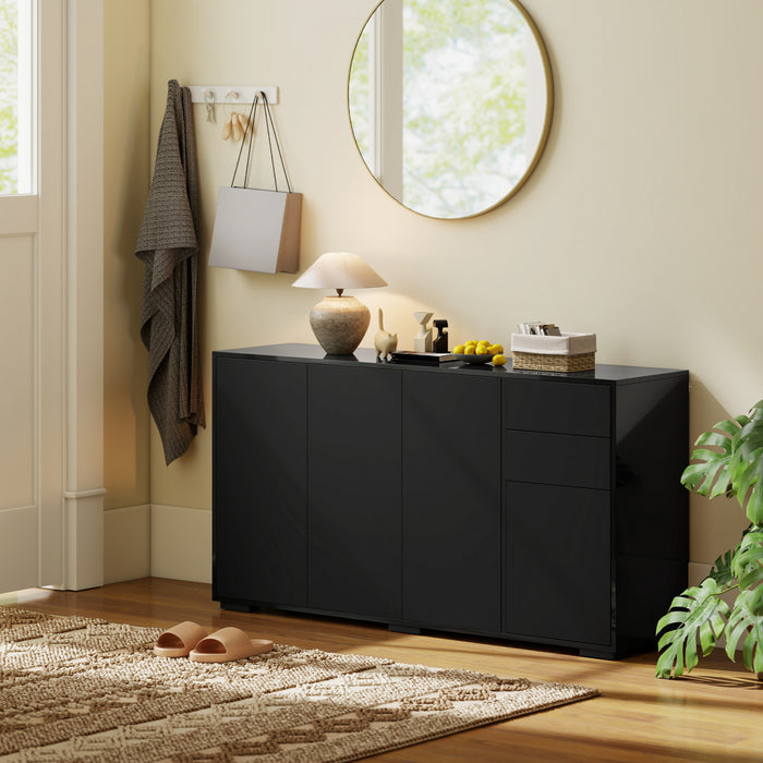 HOMCOM Buffet de Cuisine avec Tiroirs a Ouverture par Pression et Placards