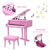 Costway Classical Kids Piano, 30-Key Mini Grand Piano with Music Stand and Bench, Wooden Musical Instrument Toy w/Lid & Music Rack, Gift for Boys Girls Ages 3+