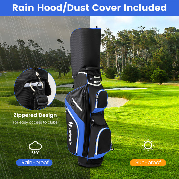 Sac De Chariot De Golf Leger Costway Avec 14 Diviseurs Superieurs De Maniere 9 Poches Sac De Refroidissement De Capuchon De Pluie