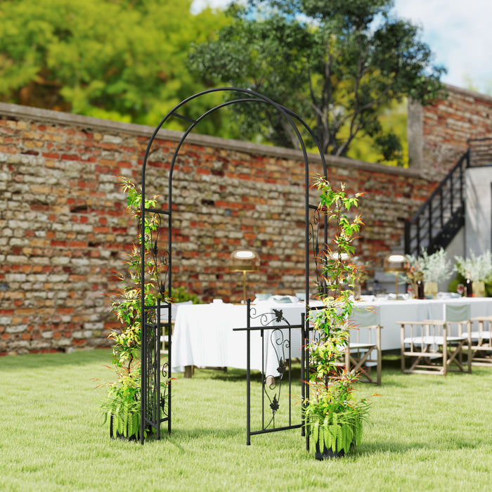 Outsunny Arche De Jardin En Acier De 7 Pi Avec Double Portail, Noir