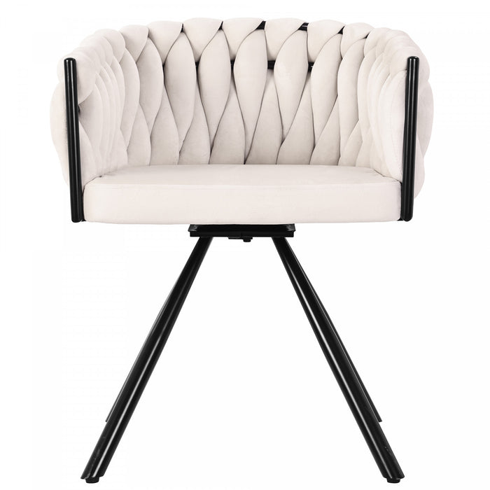 Chaises de salle a manger pivotantes Amelia en velours avec revetement capitonne et pieds en metal, lot de 6, beige