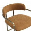 Serene Mid-Century Modern Metal Upholstered Counter Stool in Turmeric | Tabouret de comptoir moderne mi-siecle en metal et tissu, coloris curcuma