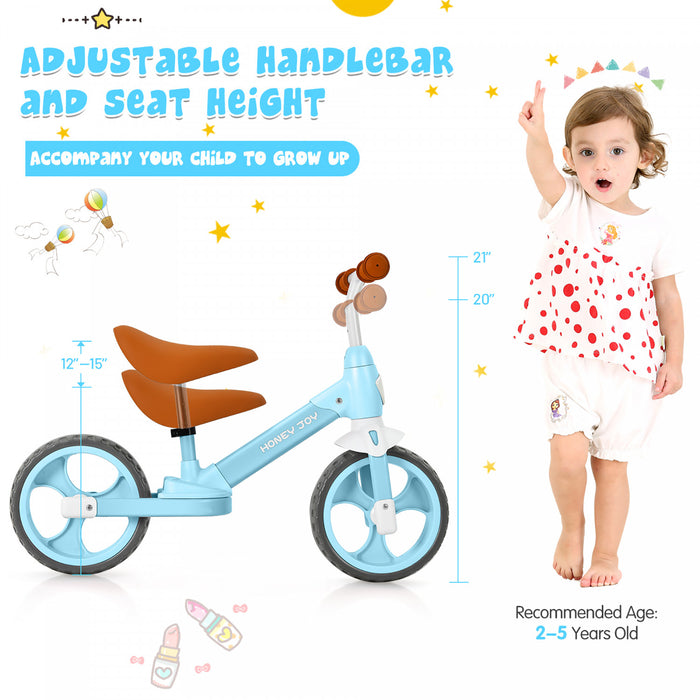 Honey Joy Kids Balance Bike Toddler Training Bike W / Feetrests Pour 2-5 Ans Bleu