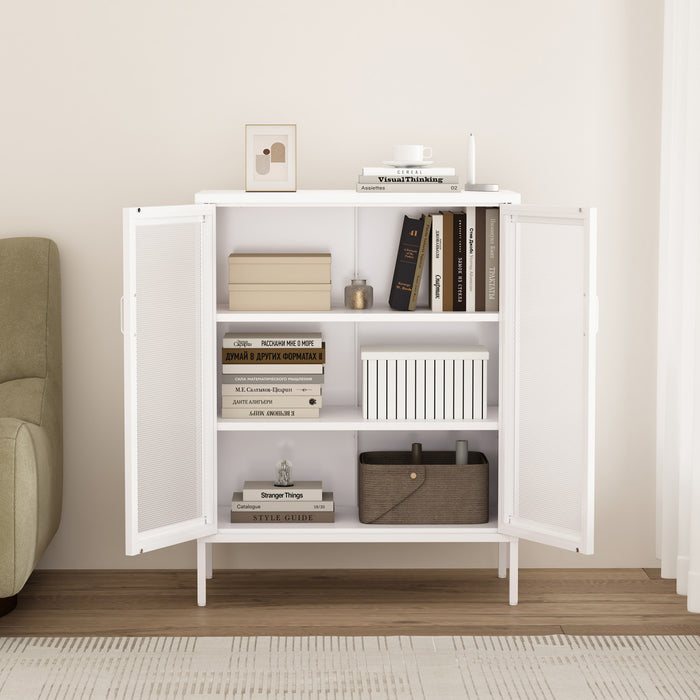 Armoire d’appoint moderne Amelia 32\" en metal blanc