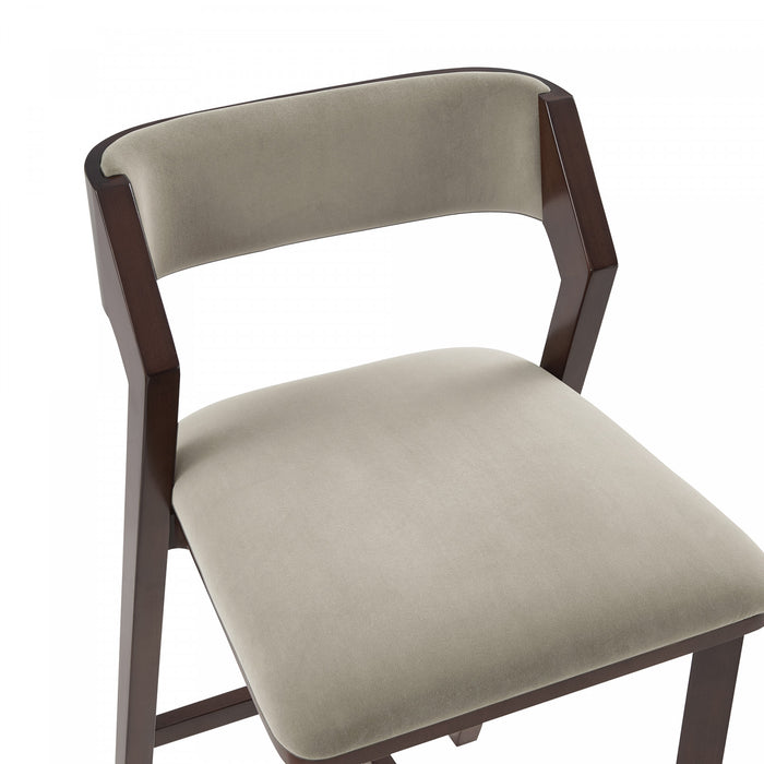 Tabouret de bar moderne en bois Patricia avec revetement en lin - Lot de 2