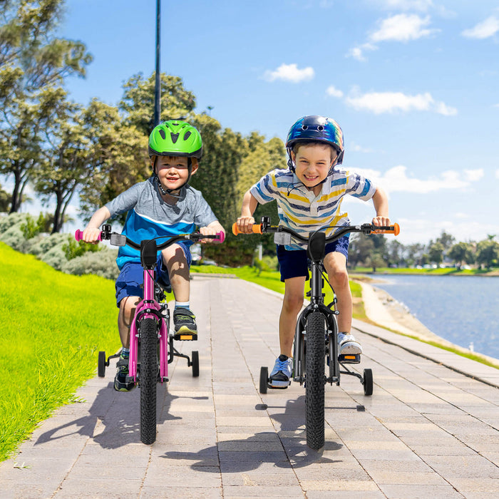 Velo Costway 16 Pouces Pour Enfants De 4 A 7 Ans Avec Selle Reglable Et Guidon Antiderapant Noir