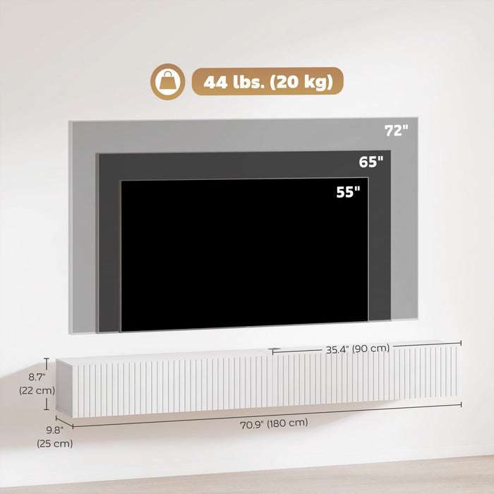 HOMCOM Meuble TV Flottant pour Televiseurs jusqu'a 72 Pouces, Blanc