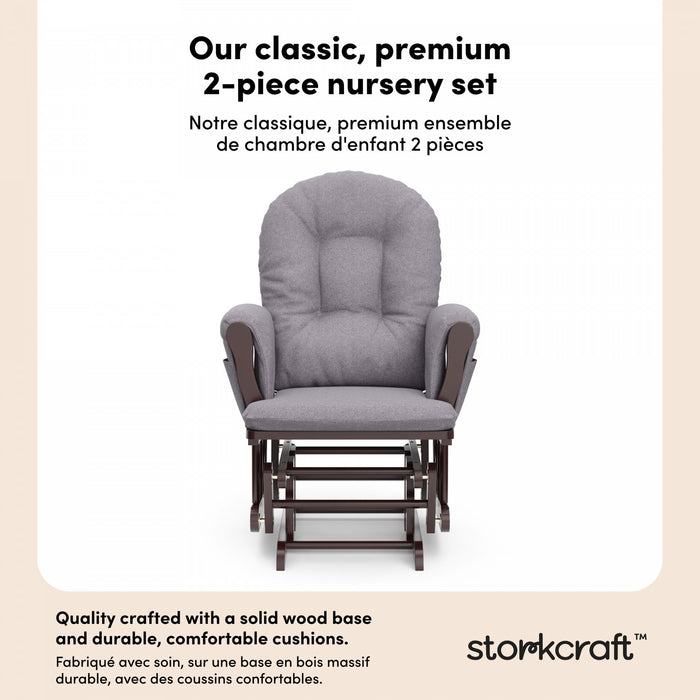 Storkcraft Hoop Fauteuil bercant et pouf - Espresso avec gris swirl