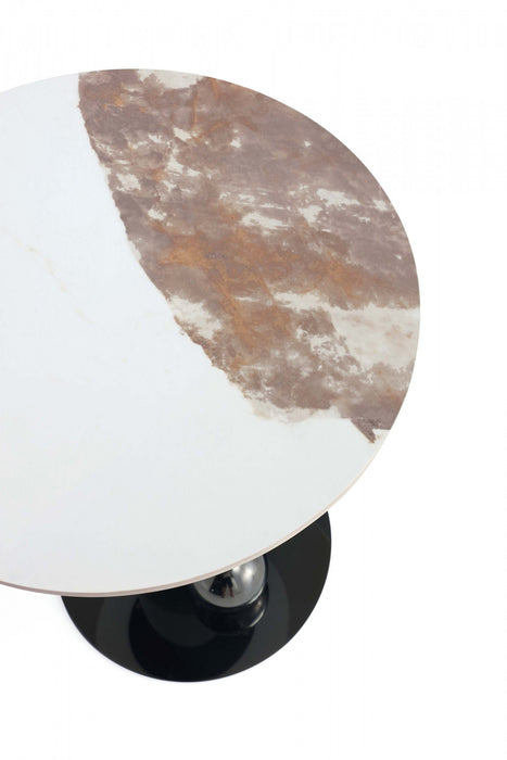 Table d’appoint moderne et glamour Laurel avec plateau en pierre frittee noire