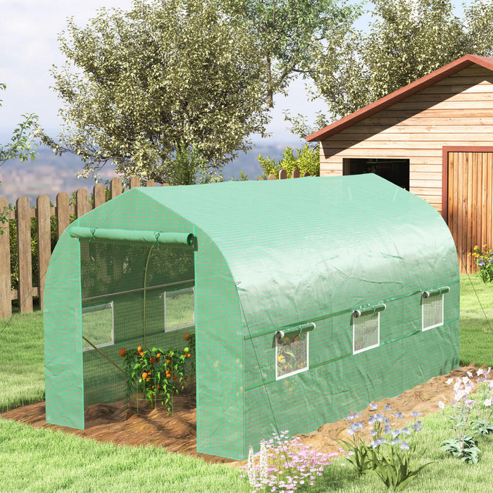 Outsunny Serre Tunnel Pour Plantes D'exterieur 6,6' X 11' X 7', Vert