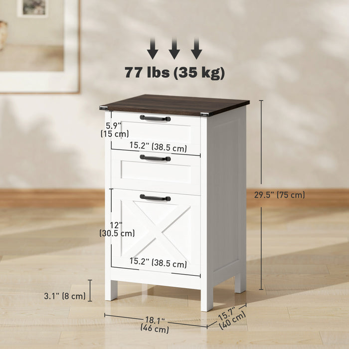 HOMCOM Classeur a 3 tiroirs pour format lettre A4, Blanc