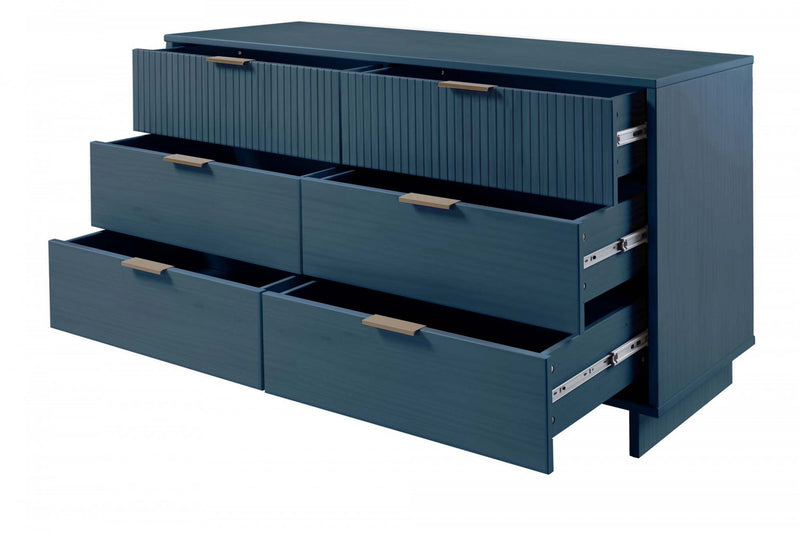 Commode Granville Modern 55\" en bleu minuit (6 tiroirs)