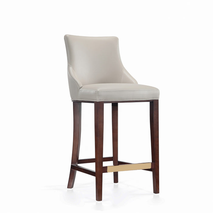 Tabouret de bar moderne en bois Shubert avec revetement en tissu gris clair - Lot de 2