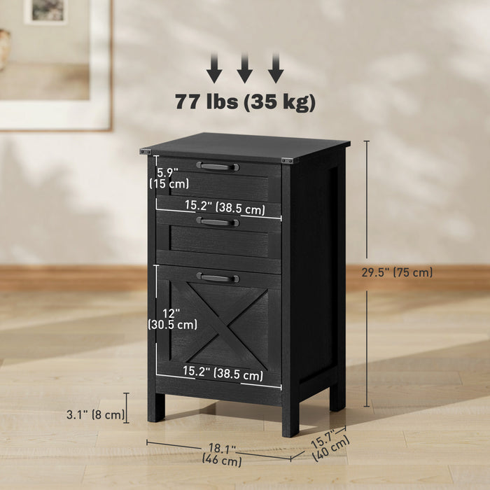 HOMCOM Classeur a 3 tiroirs pour format lettre A4, Noir