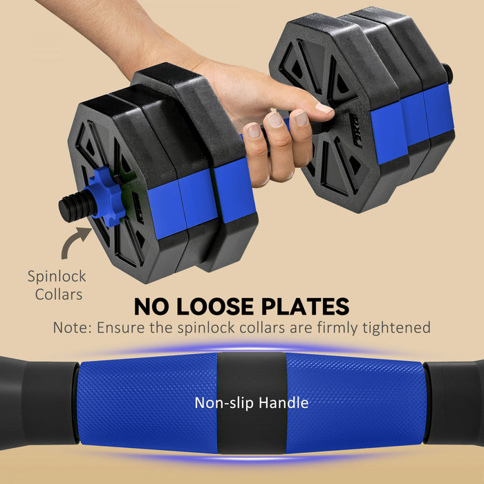 Soozier Ensemble d'Halteres Ajustables, Lot de Poids Libres de 44 lb, Bleu