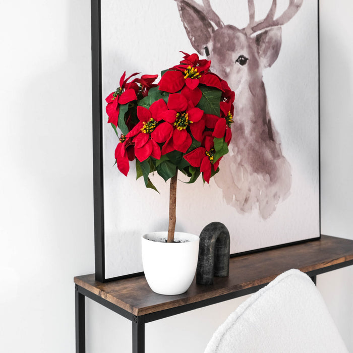 Arbre poinsettia de table rouge de 22 po