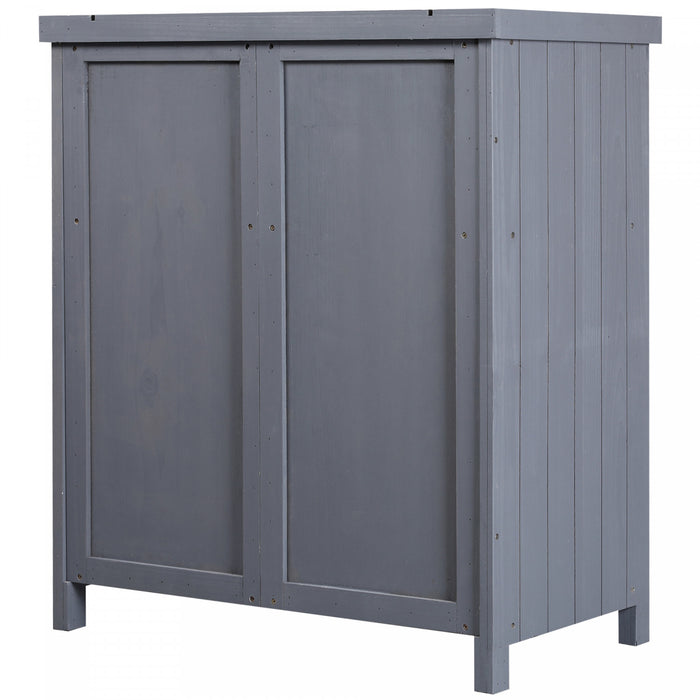 Outsunny Armoire De Rangement De Jardin Avec Toit En Metal Galvanise Deux Etageres Pour Les Outils De Jardinage Ou Les Accessoires De Piscine, Gris