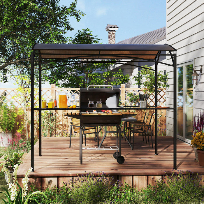 Outsunny Gazebo A Toit Rigide 8' X 5', Gazebo Pour Barbecue Avec Toit En Pc
