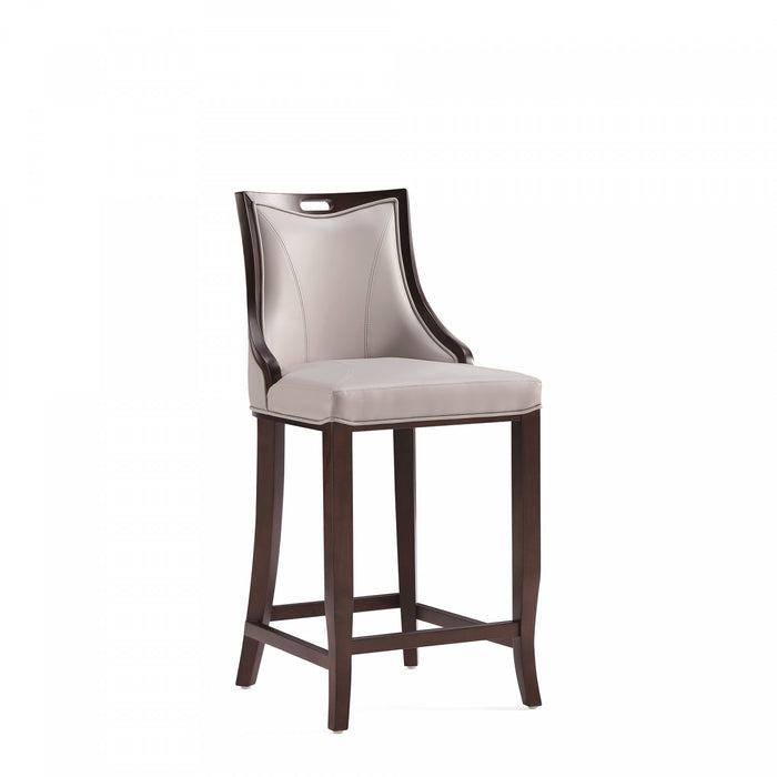 Tabouret de bar en bois traditionnel Emperor avec assise rembourree, gris clair – Lot de 2