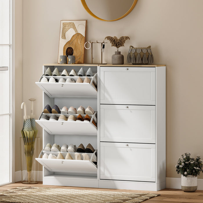 HOMCOM Armoire a chaussures moderne pour 18 paires de chaussures, Blanc