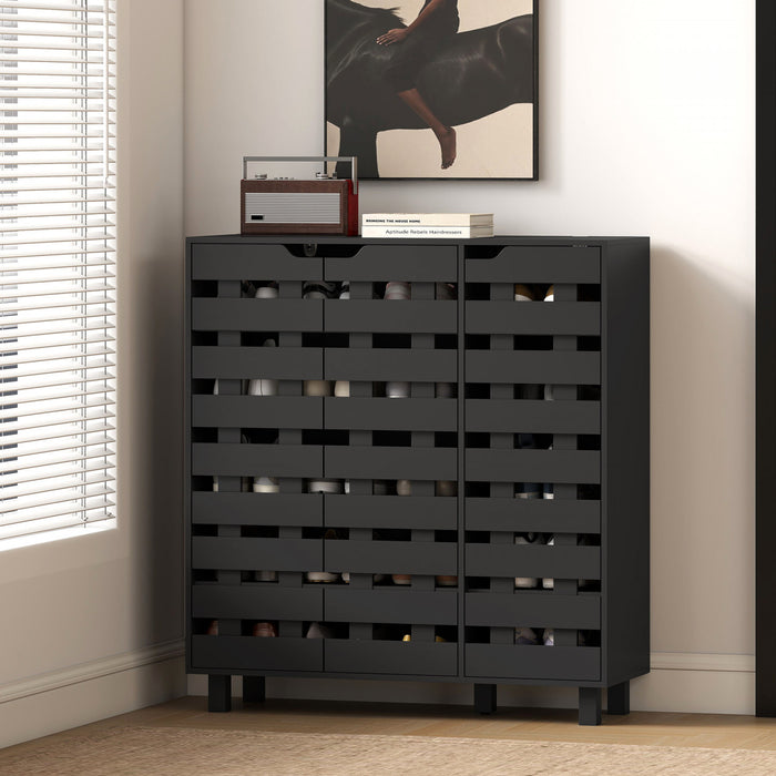 HOMCOM Meuble a chaussures, rangement pour 20 paires de chaussures, noir