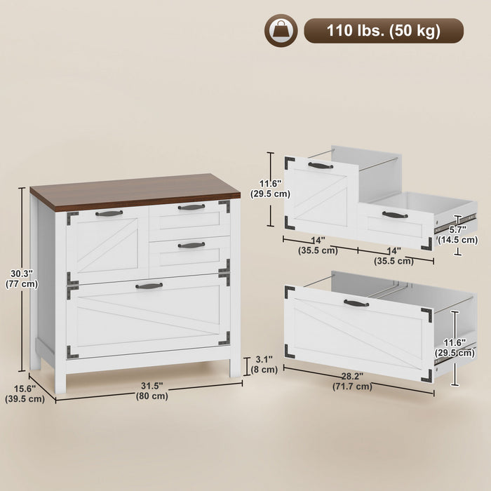 HOMCOM Classeur 4 tiroirs pour dossiers Lettre/A4/Legal, Blanc