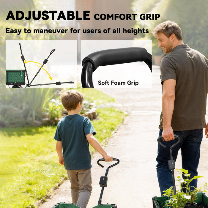 Outsunny Chariot de Jardin avec Sac Amovible et Cotes Detachables, Vert