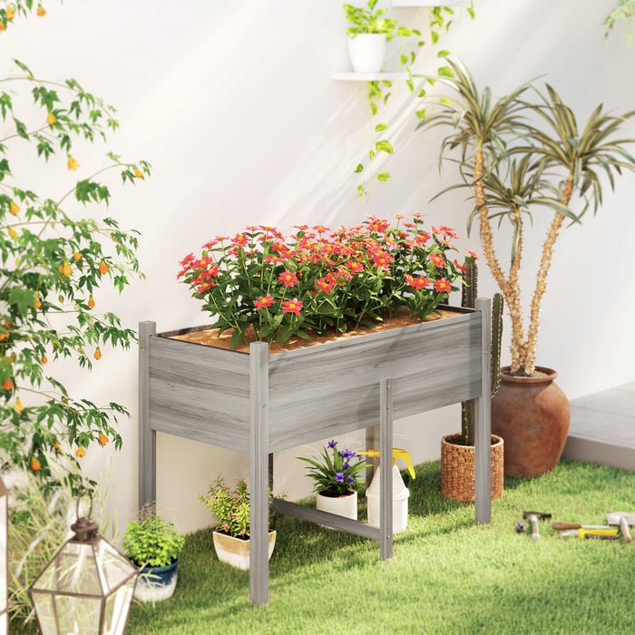 Outsunny Lit De Jardin Sureleve En Bois, Jardiniere Pour Fleurs De Legumes