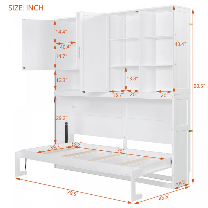 Ethan Lit escamotable gain de place avec rangement et design pliable, Taille simple, Blanc