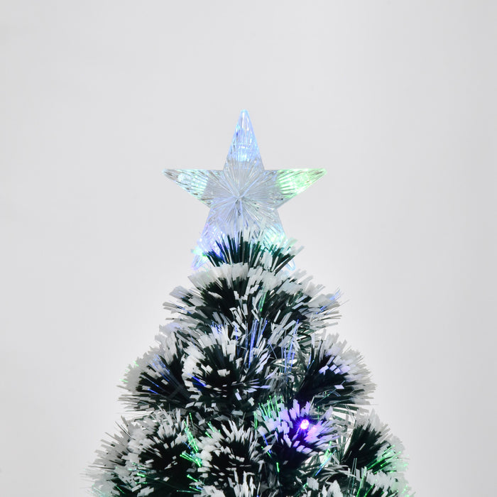 Homcom Arbre De Noel Artificiel En Fibre Optique Pre-illumine De 4 Pieds Avec 16 Lumieres Led Et 130 Branches