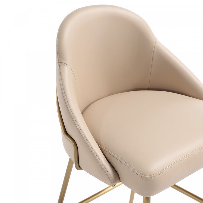 Tabouret de comptoir moderne en metal Gracie avec revetement en tissu, couleur beige et or - Lot de 3